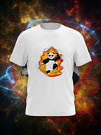 Panda On Fire Graphic Printed White Tshirt