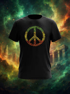 Peace Love Sign Colored Textual - Block Printed Black Tee