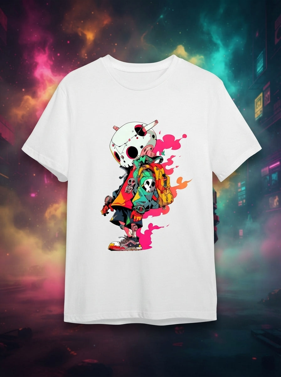 Pink Skull Graphic Printed White Tshirt