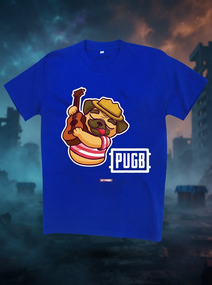 Pugb following PubG style - Quirky Graphic T-Shirt Blue Color