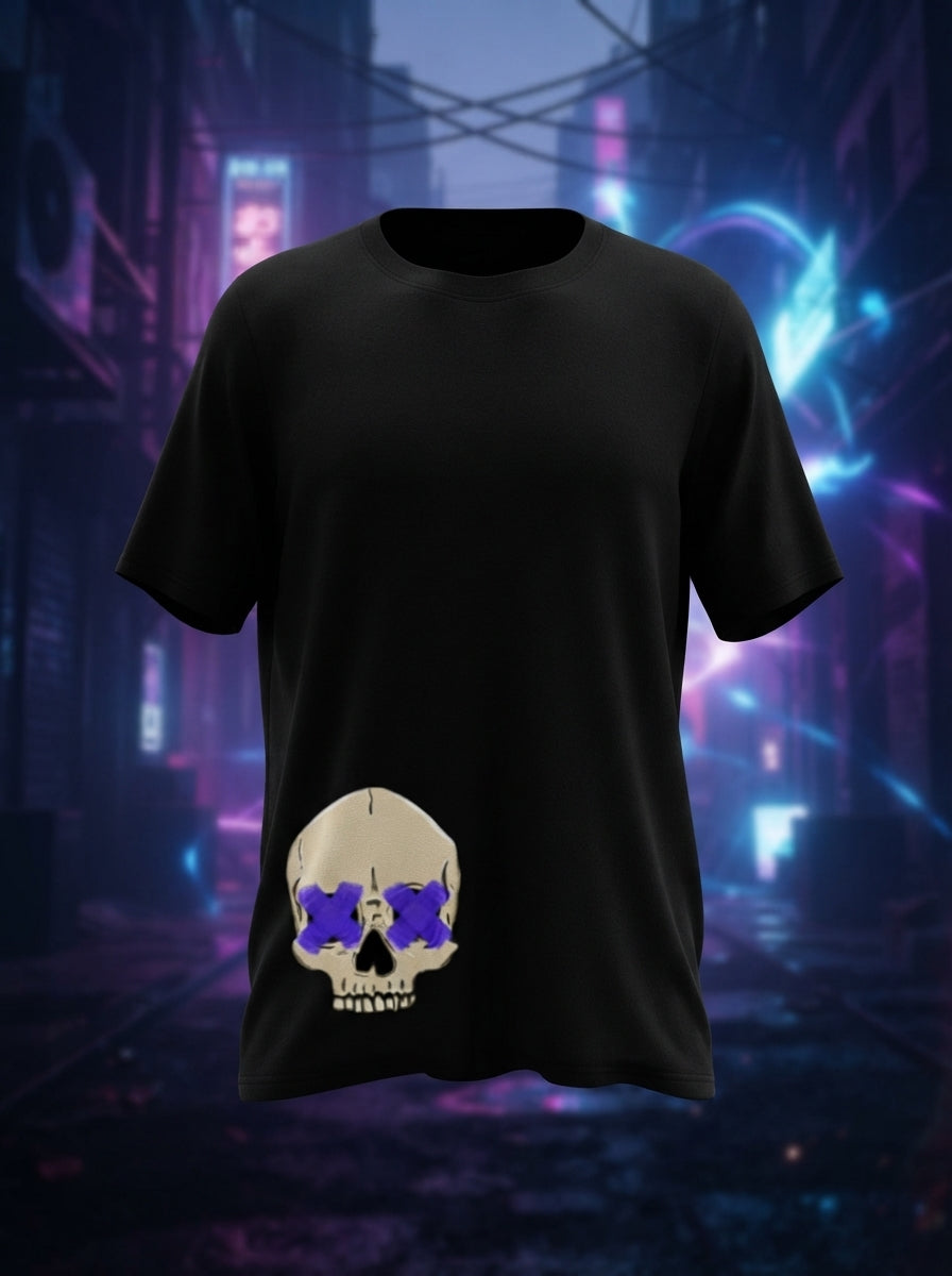 Punk Skull Graphic Printed Black Tshirt