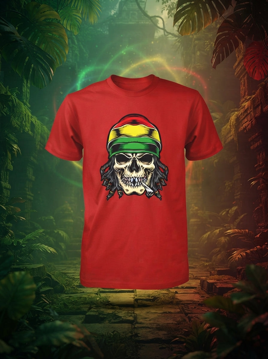 Reggae Skull - Rasta Red Casual Funk tee
