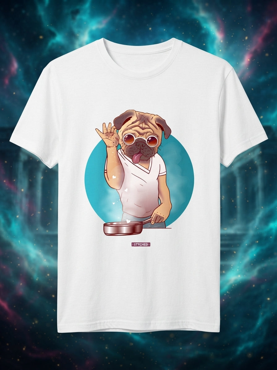 Salt Bae Nusret Pug Swag - Graphic quirky White TShirt