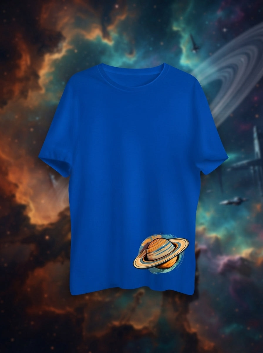 Saturn Graphic Printed Blue Tshirt