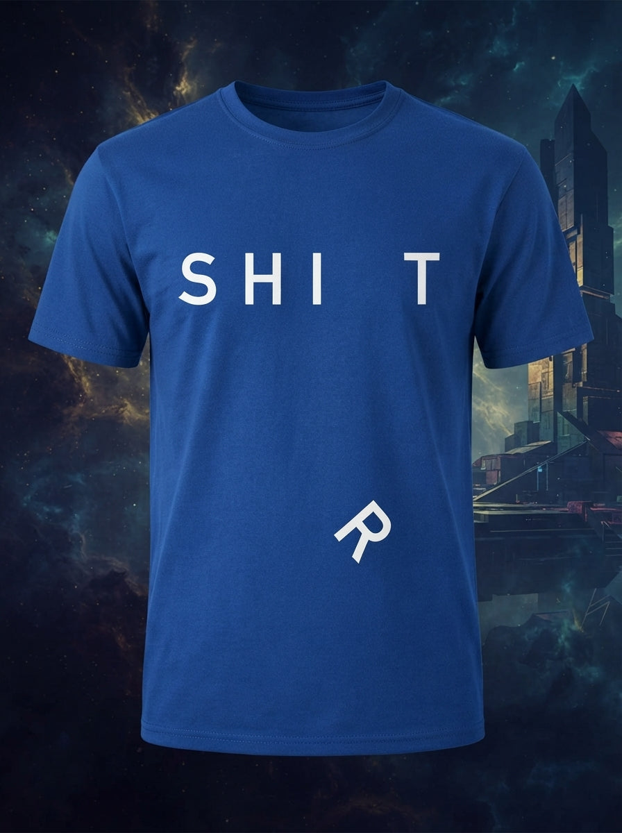 SHIRT - R Falling Off Graphic Printed Blue Cotton Tee