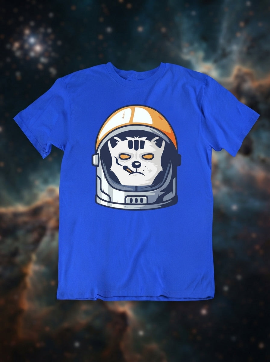 Smoking Space Fox Blue Tshirt