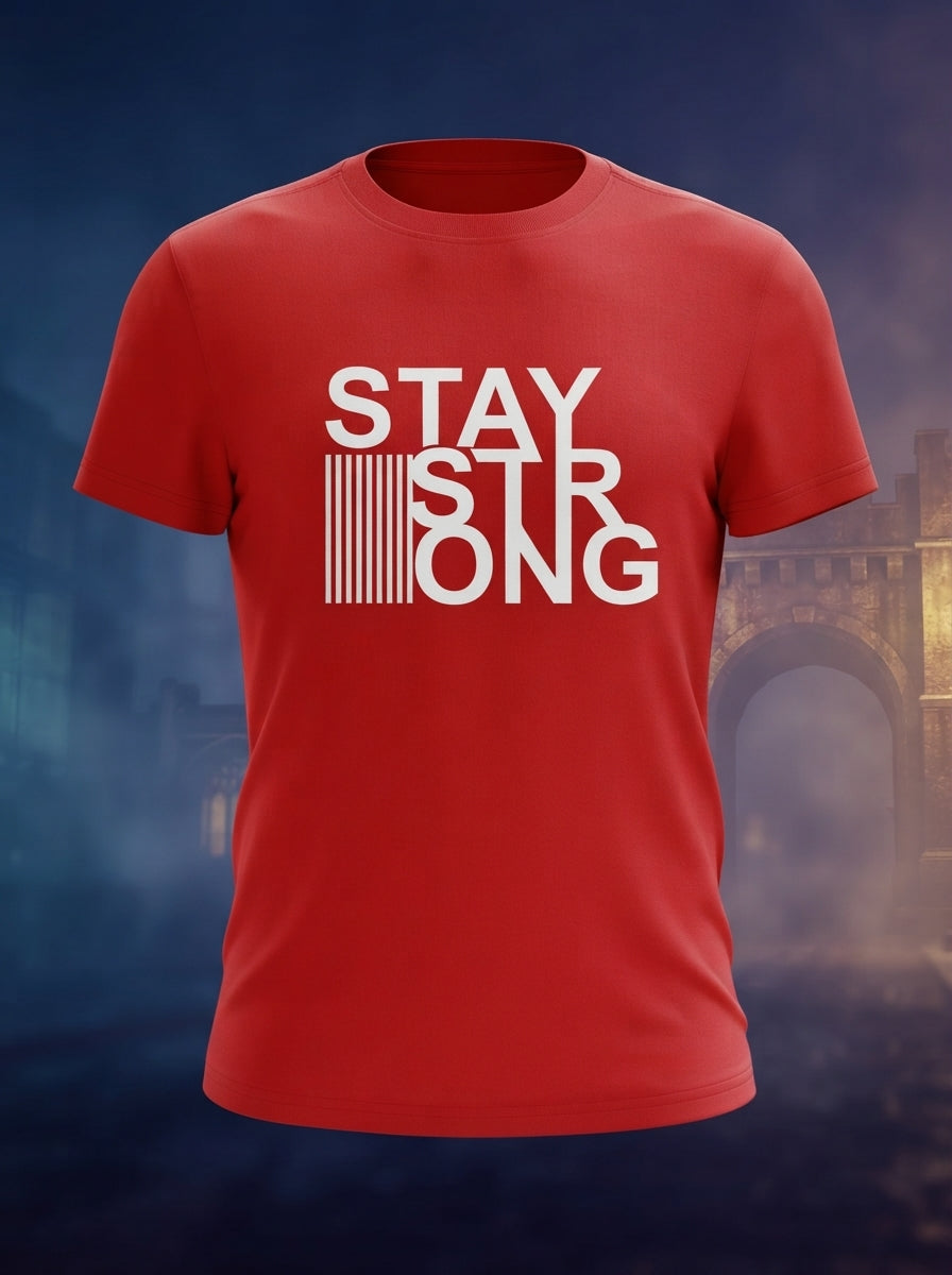 Stay Strong - Textual Font styled Red T-Shirt