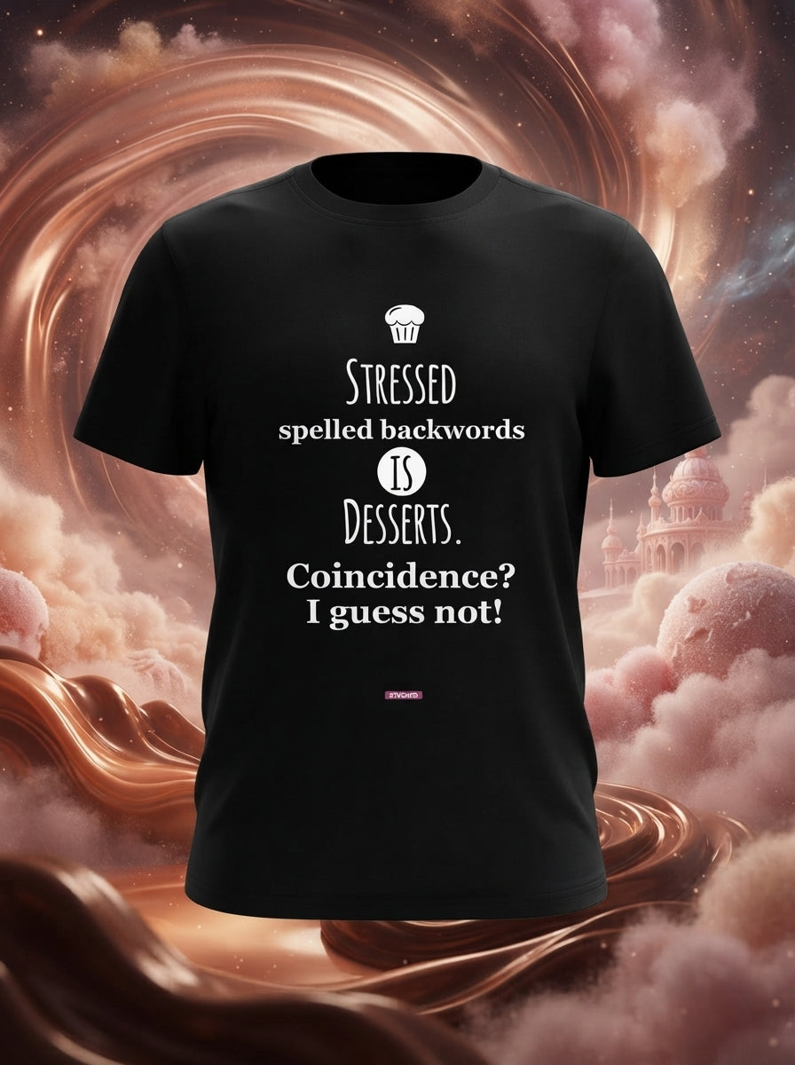 Stressed spelled Backwards is Desserts - Graphic T-Shirt Black Color