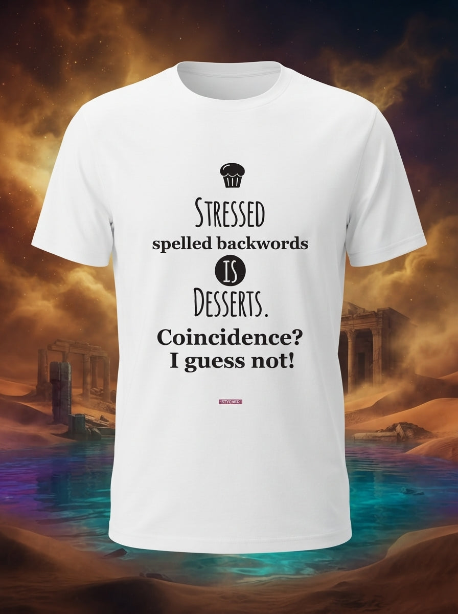 Stressed spelled Backwards is Desserts - Graphic T-Shirt White Color