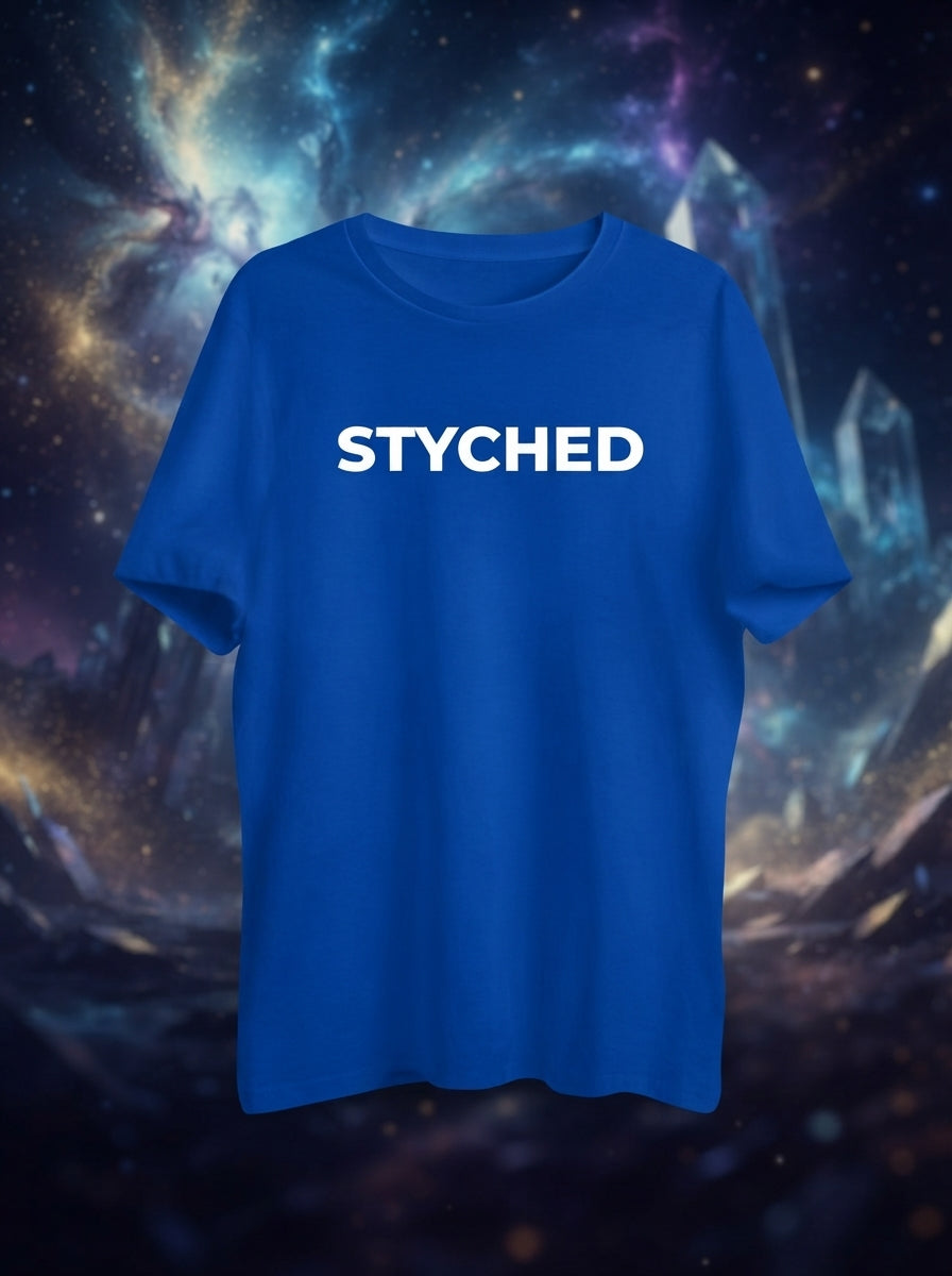 Styched Font Blue Tshirt