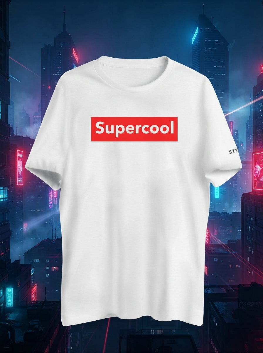 Supercool Graphic Printed White Tshirt