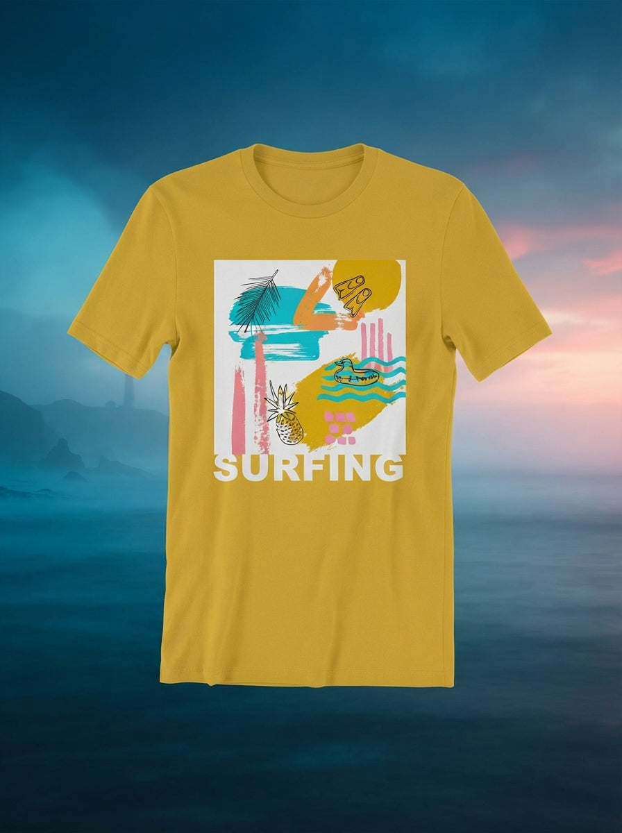 Surfing Graphic Yellow Tshirt