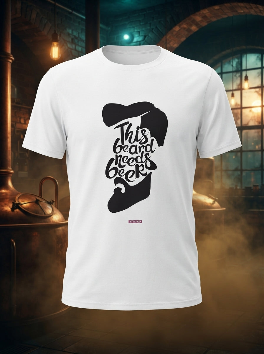 This Beard Needs Beer - Graphic T-Shirt White Color
