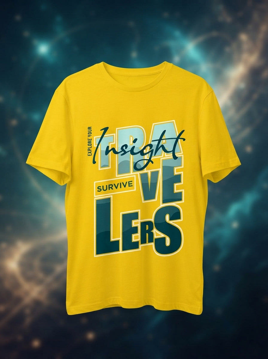 Travelers Graphic Printed Yellow Tshirt