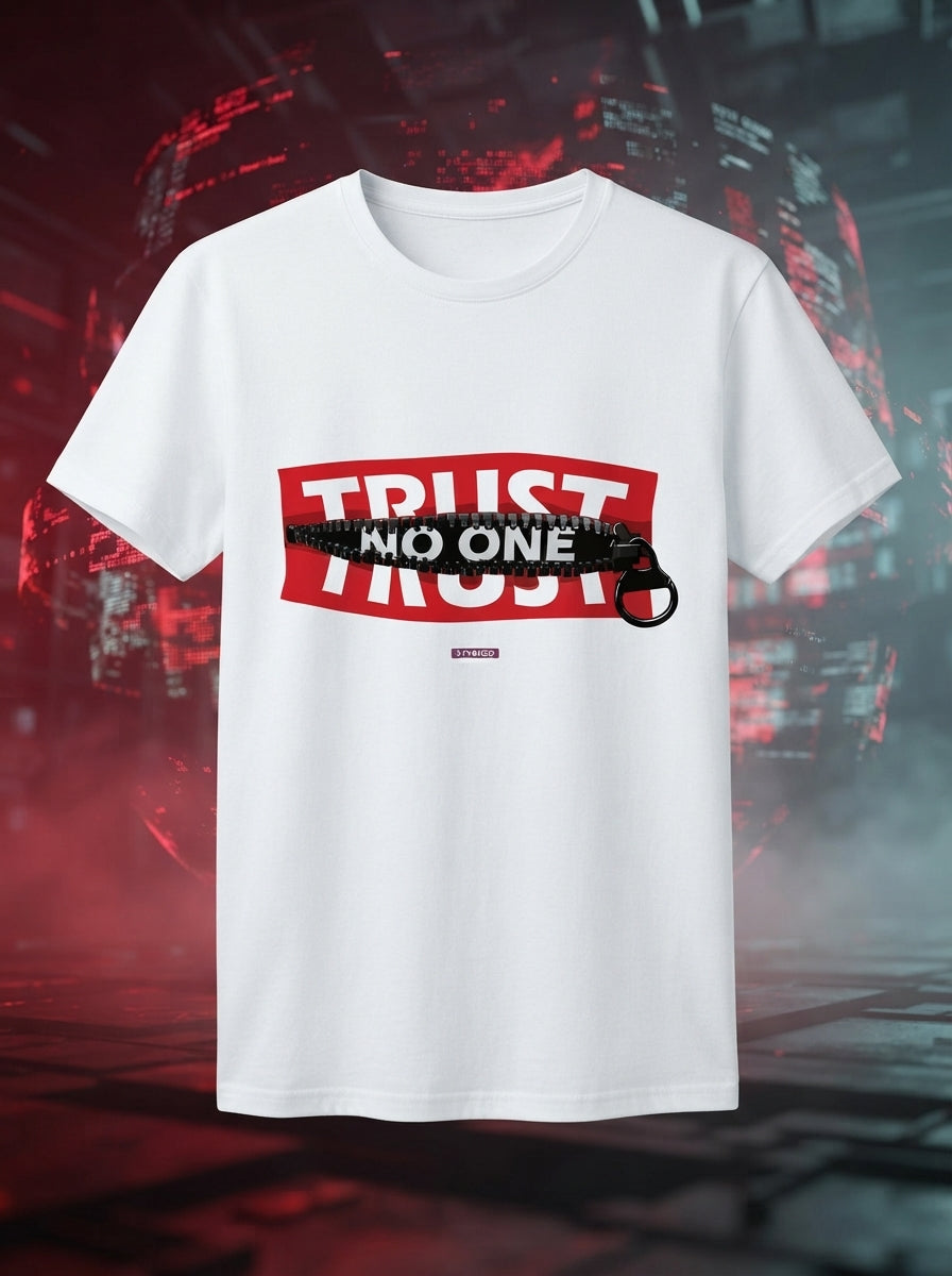 Trust No One - Graphic Printed White T Shirt