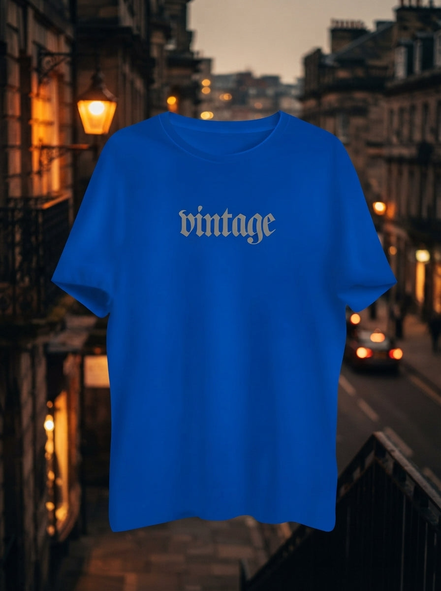 Vintage Print Blue Tshirt