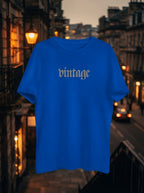 Vintage Print Blue Tshirt