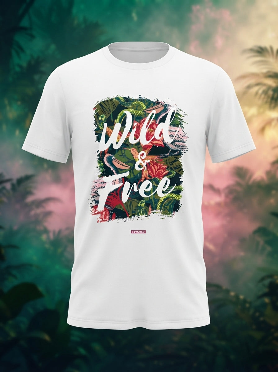 Wild and Free Graphic T-Shirt White Color