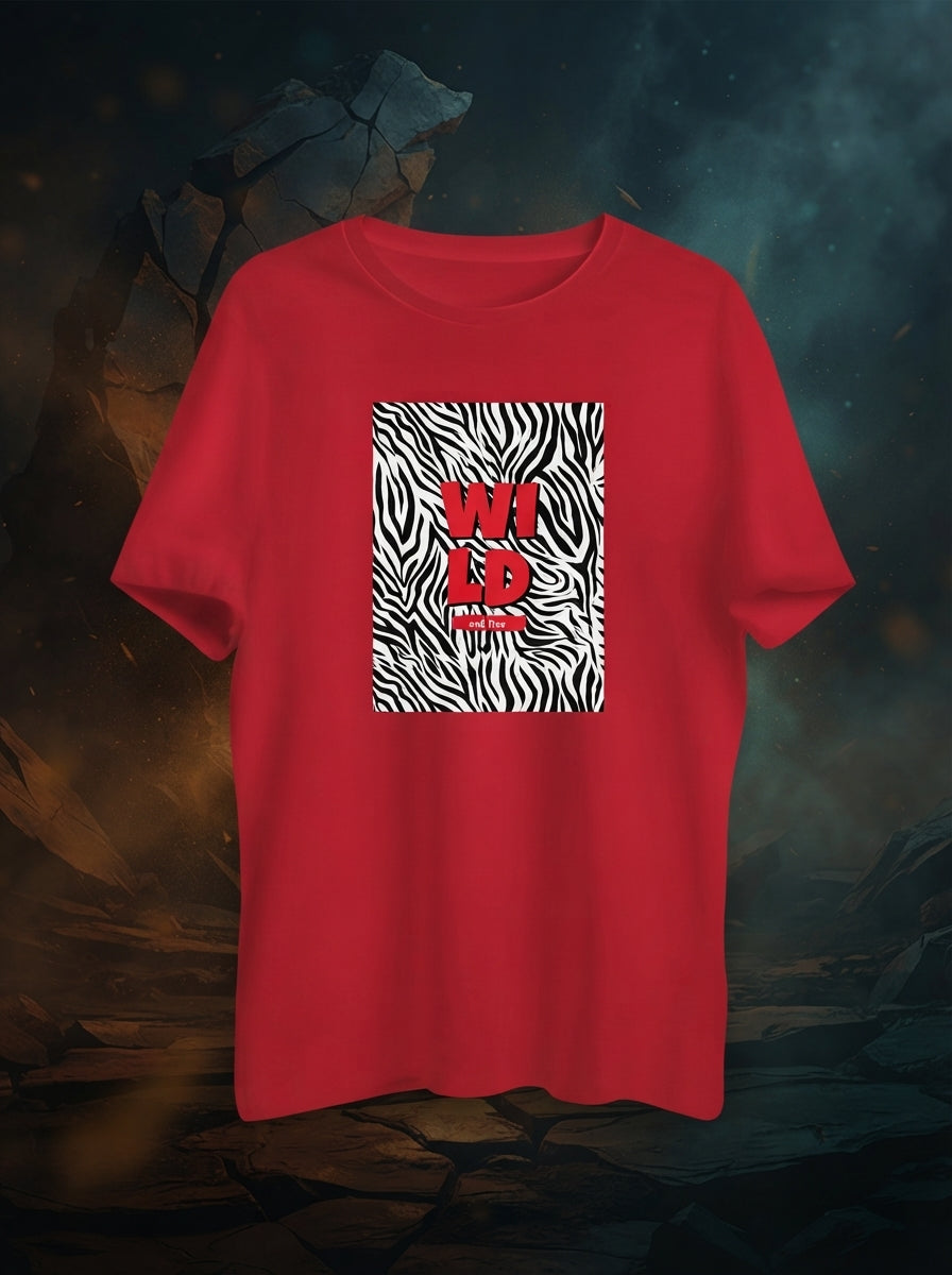 Wild Graphic Printed Red Tshirt