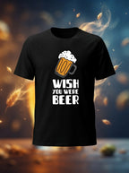Wish You Were Beer Graphic Printed Black Tshirt