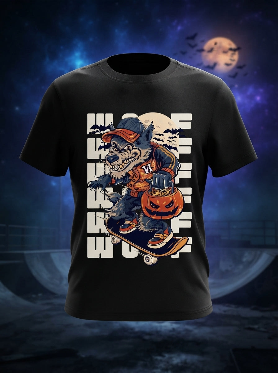 Wolf Graphic Printed Black Tshirt