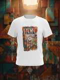 Ethnic Script and Inscriptions White Printed T-Shirt