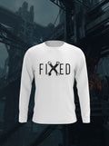 Fixed - Printed Graphic White Full Sleeve 100% Cotton T-Shirt
