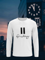 Pause Friday - White Full Sleeve T-Shirt Cotton