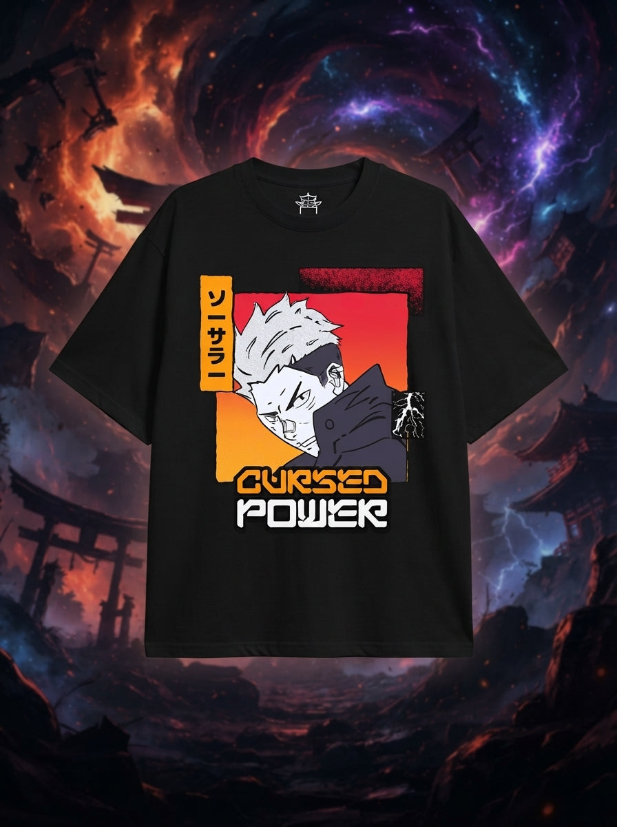 Cursed Power Black Oversized Tee