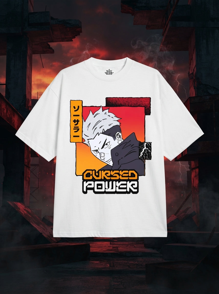 Cursed Power White Oversized Tee