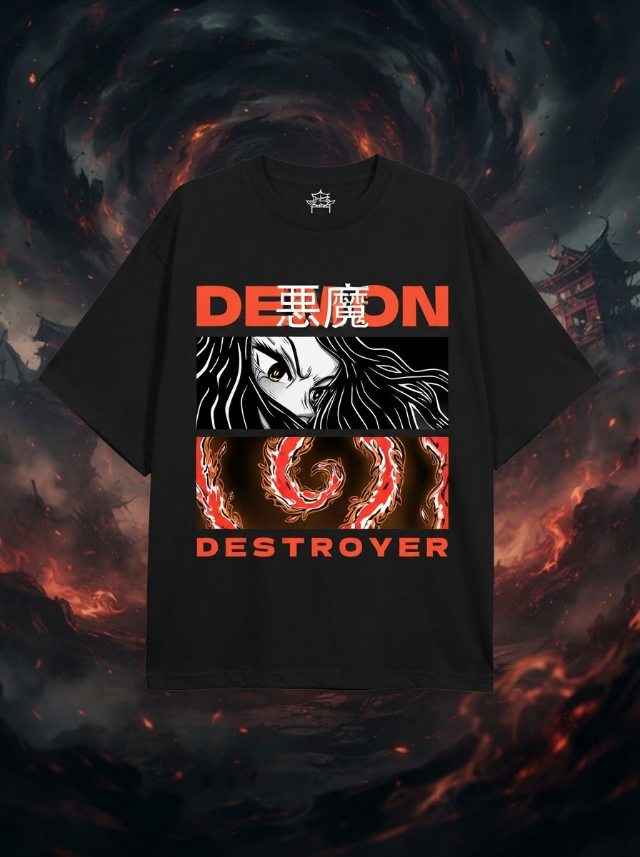 Demon Destroyer Black Oversized Tee