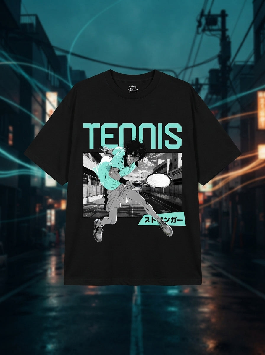 Tennis Black Oversized Tee