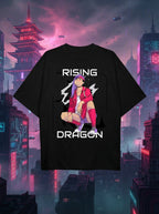 Rising Dragon Black Oversized Tee