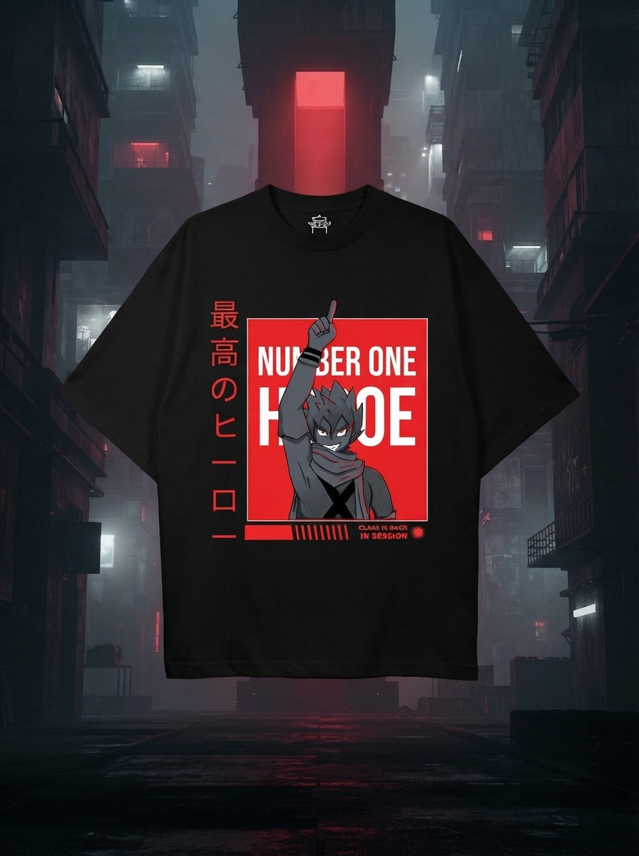 Number One Black Oversized Tee