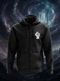 Raised Fist Premium Zipper Black Hoodie