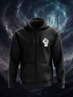 Raised Fist Premium Zipper Black Hoodie