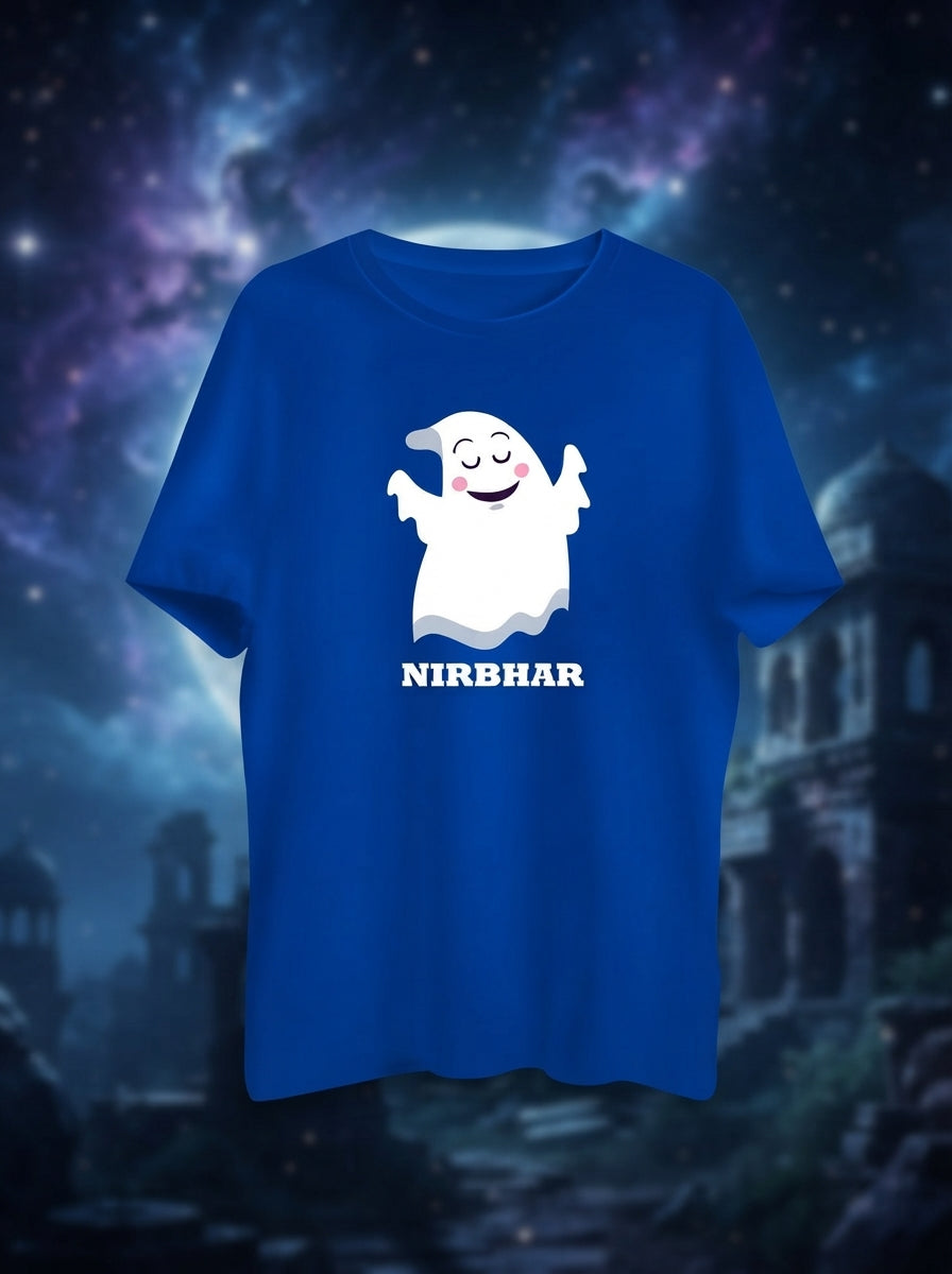 Aatma Nirbhar Graphic Printed Blue Tshirt