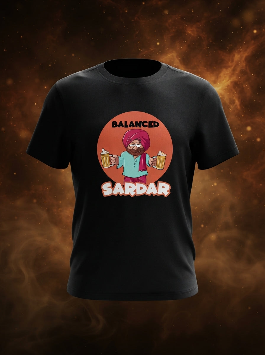 Balanced Sardar Graphic Printed Black Tshirt