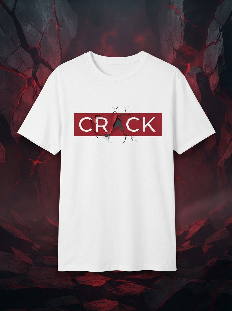 Crack Graphic Printed White Tshirt