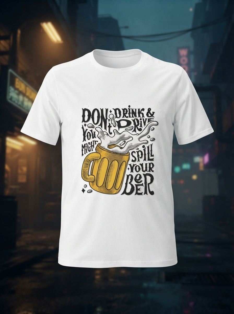 Dont Drink and Drive Graphic Printed White Tshirt