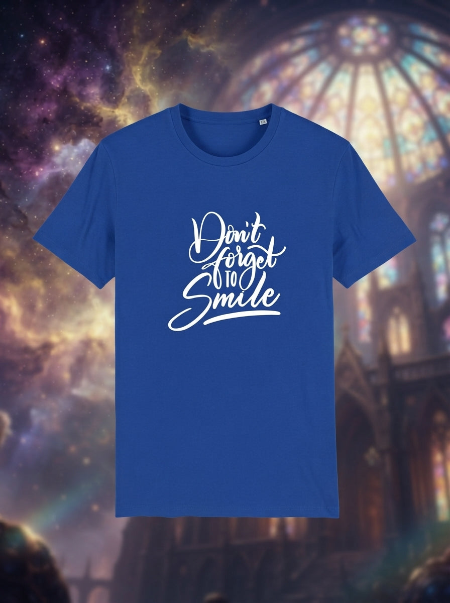 Smile Graphic Printed Blue Tshirt
