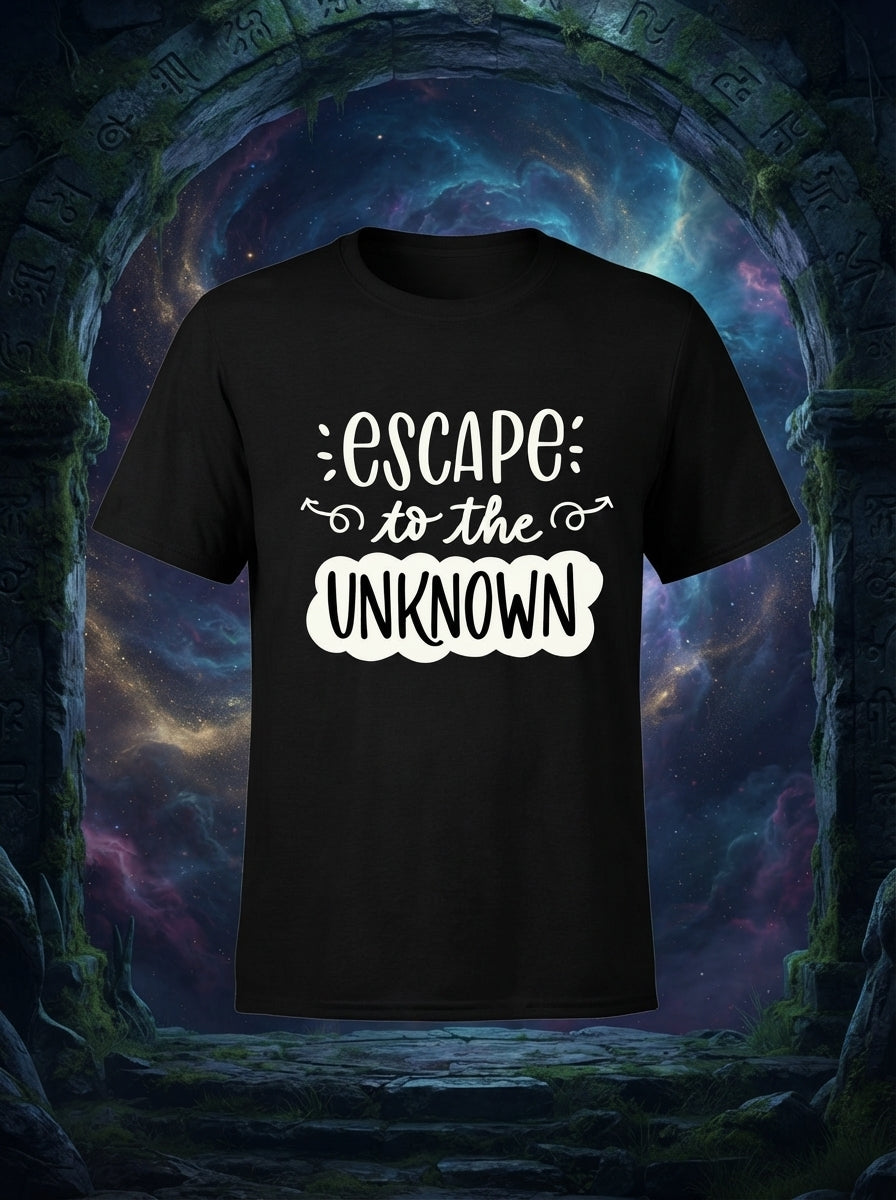 Escape To The Unknown Graphic Printed Black Tshirt