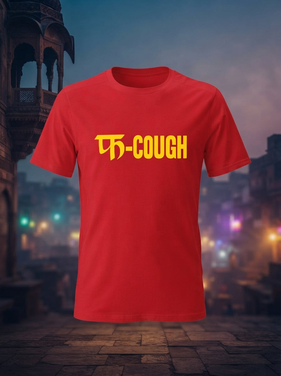 Fa-Cough Graphic Printed Red Tshirt