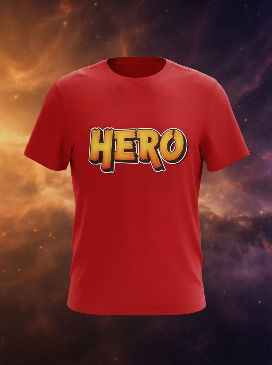 Hero Graphic Printed Red Tshirt