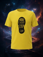Make Every Step Count Graphic Printed Yellow Tshirt