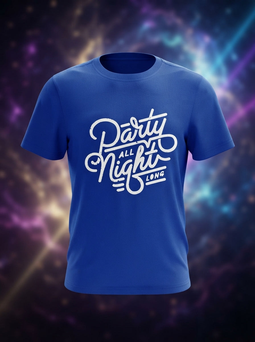 Party All Night Graphic Printed Blue Tshirt