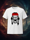 Red Indian Skull Graphic Printed White Tshirt