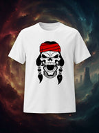 Red Indian Skull Graphic Printed White Tshirt