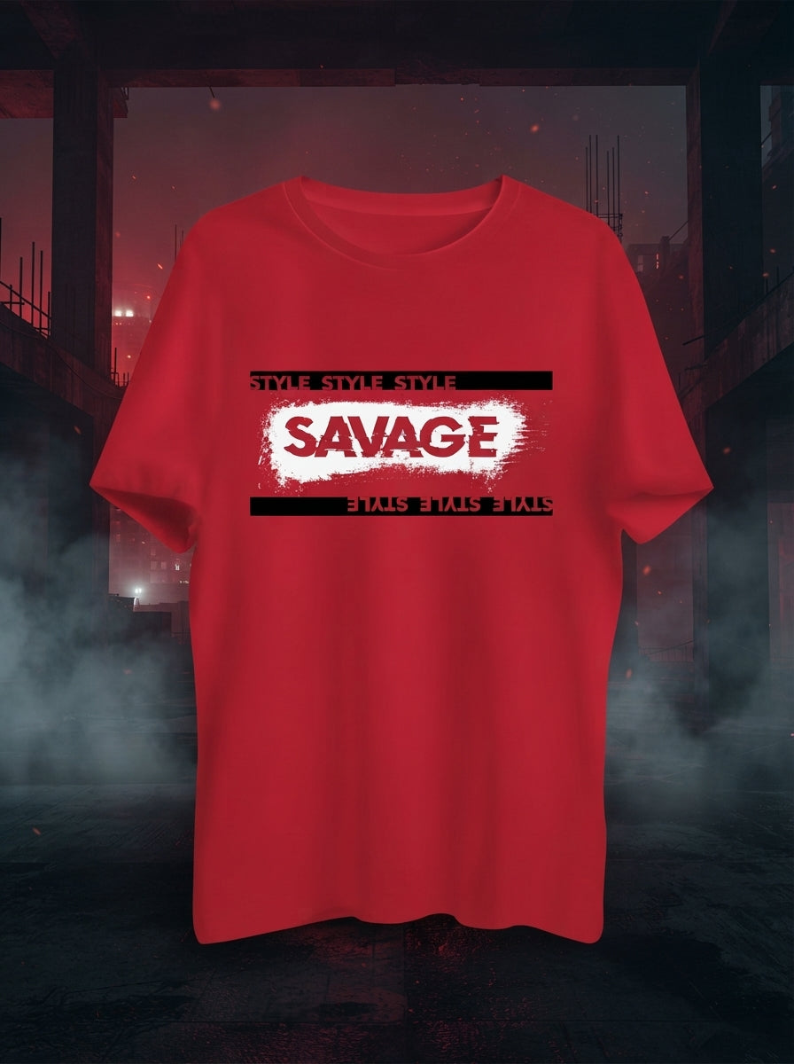 Savage Style Graphic Printed Red Tshirt