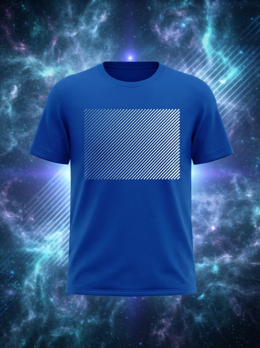 Stripes Fading Graphic Printed Blue Tshirt